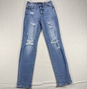 Judy Blue Womens Size 3/26 Boyfriend Fit Distressed Stretch Blue Jeans